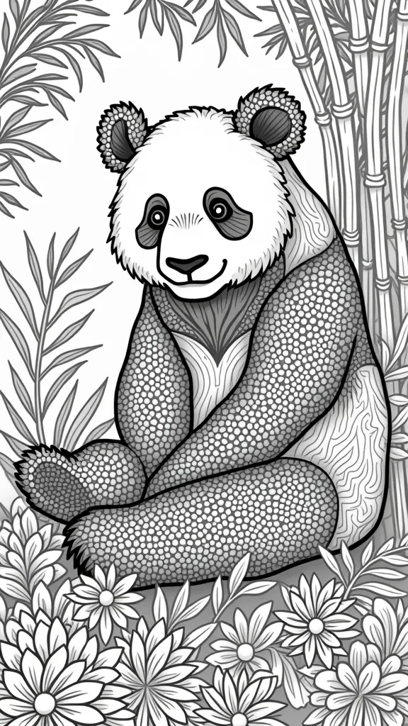 Página para colorear para adultos de panda